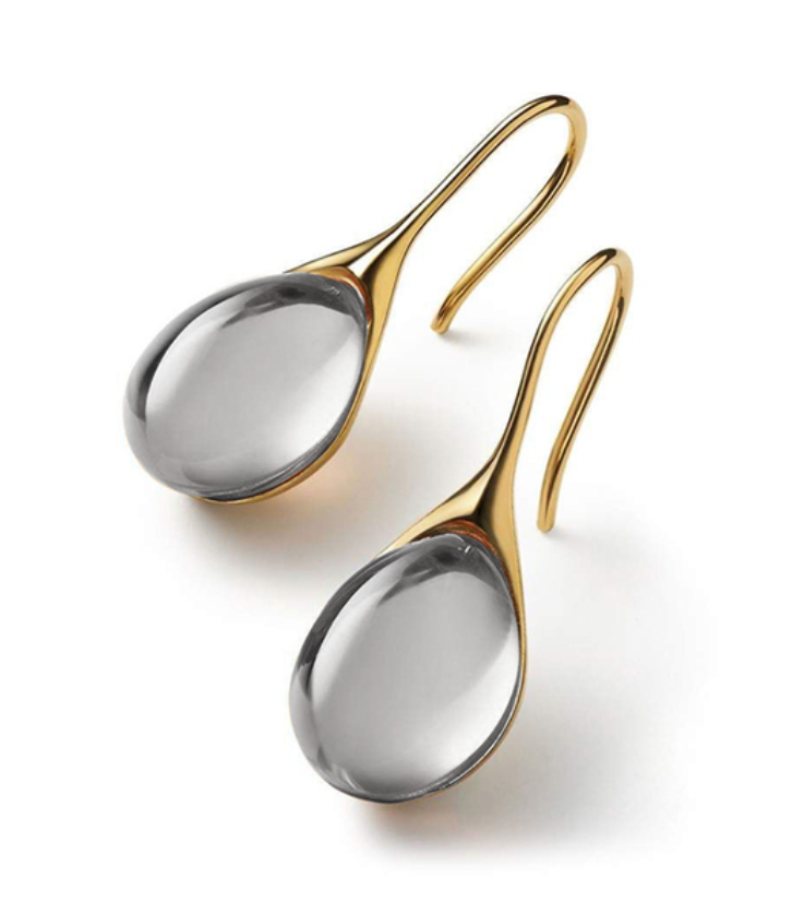 Kristall-Tropfenohrringe in Gold und Silber