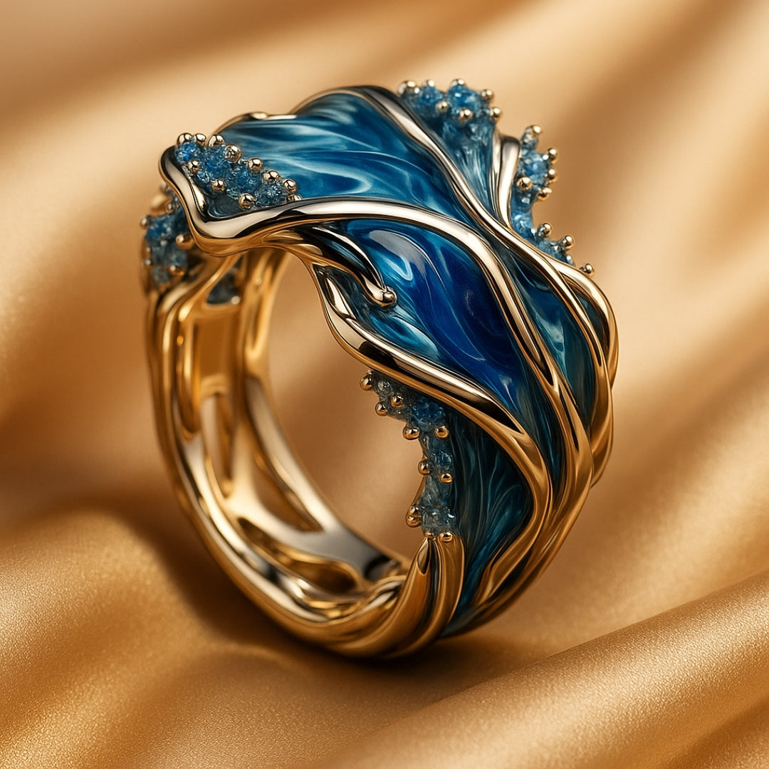 Vintage Goldener Ozean-Wellenring