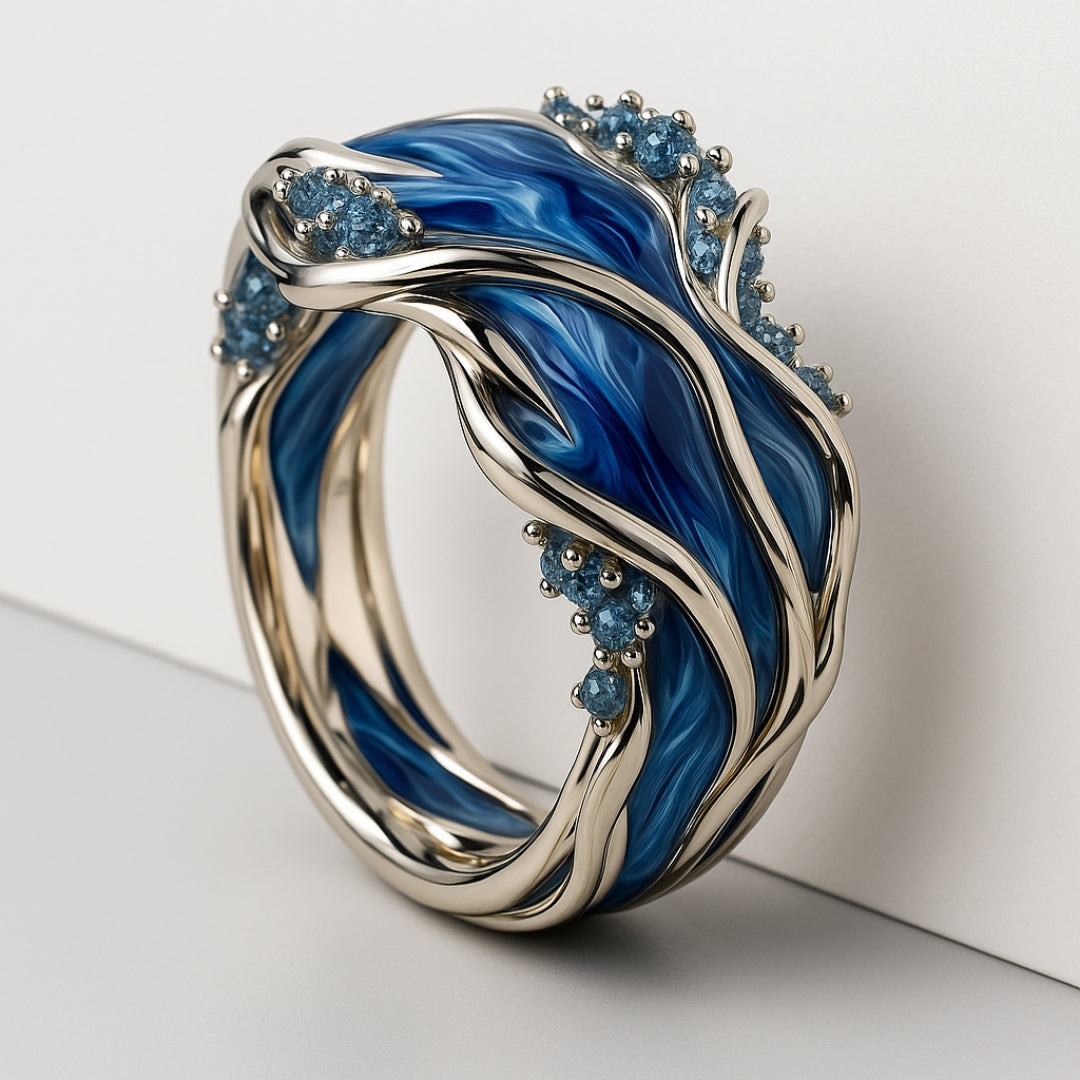 Vintage Goldener Ozean-Wellenring